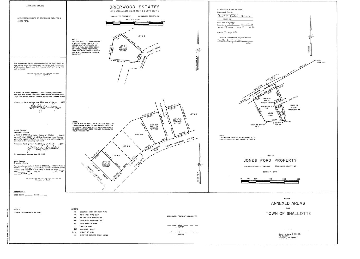 Annexed Areas for Town of Shallotte, 1989